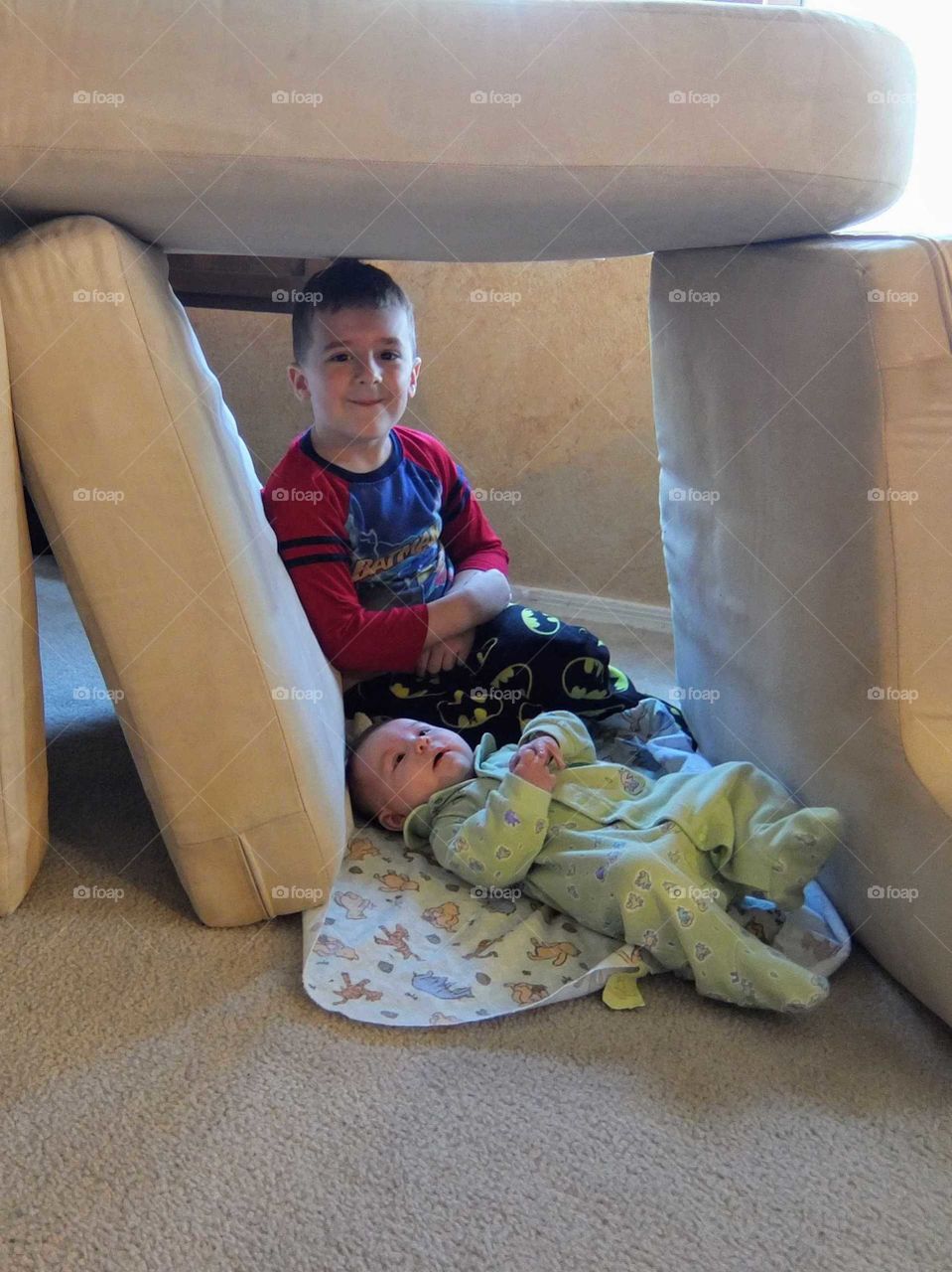 Sibling couch fort