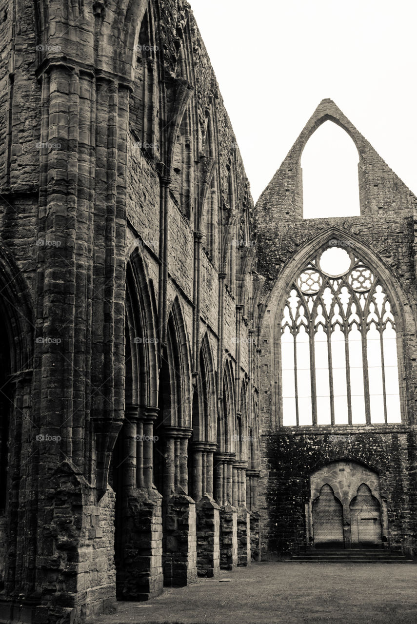 Tintern Abbey in black and white