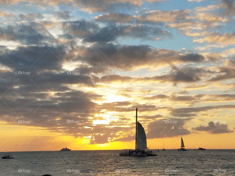 Sailboat Sunset in Key West