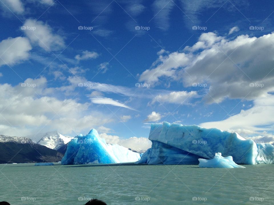 Blue glacier in ocean in Argentina