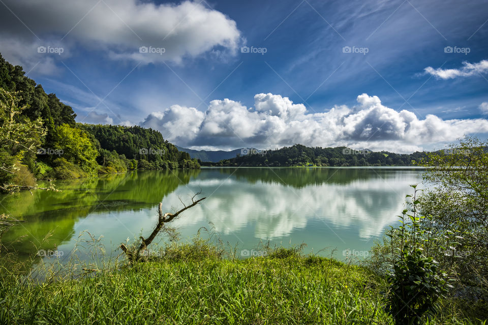 Walking around Lagoa da Furnas, Sao Miguel island, Azores, Portugal.