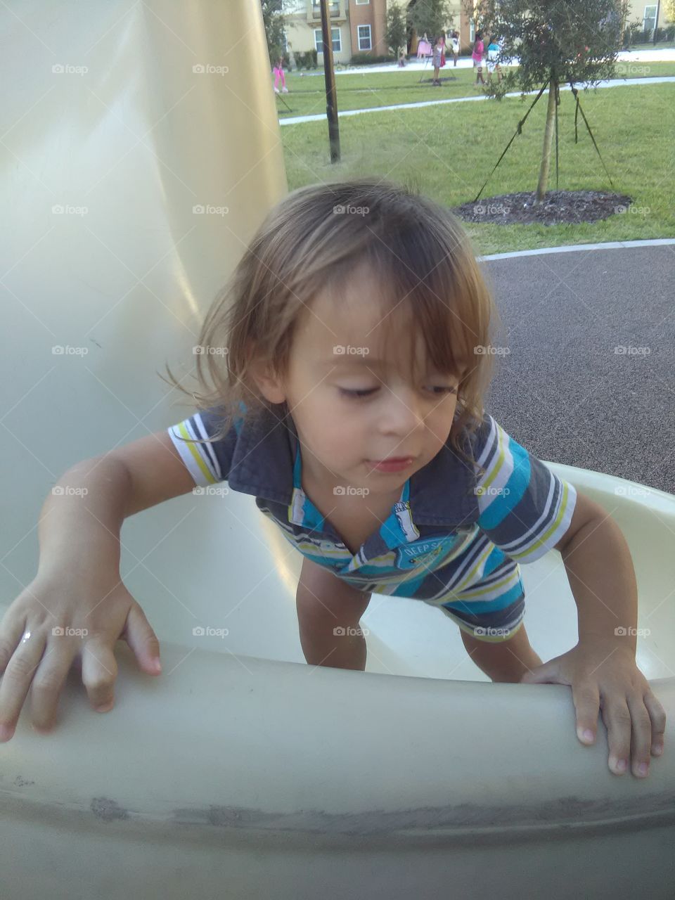 Climbing the slide