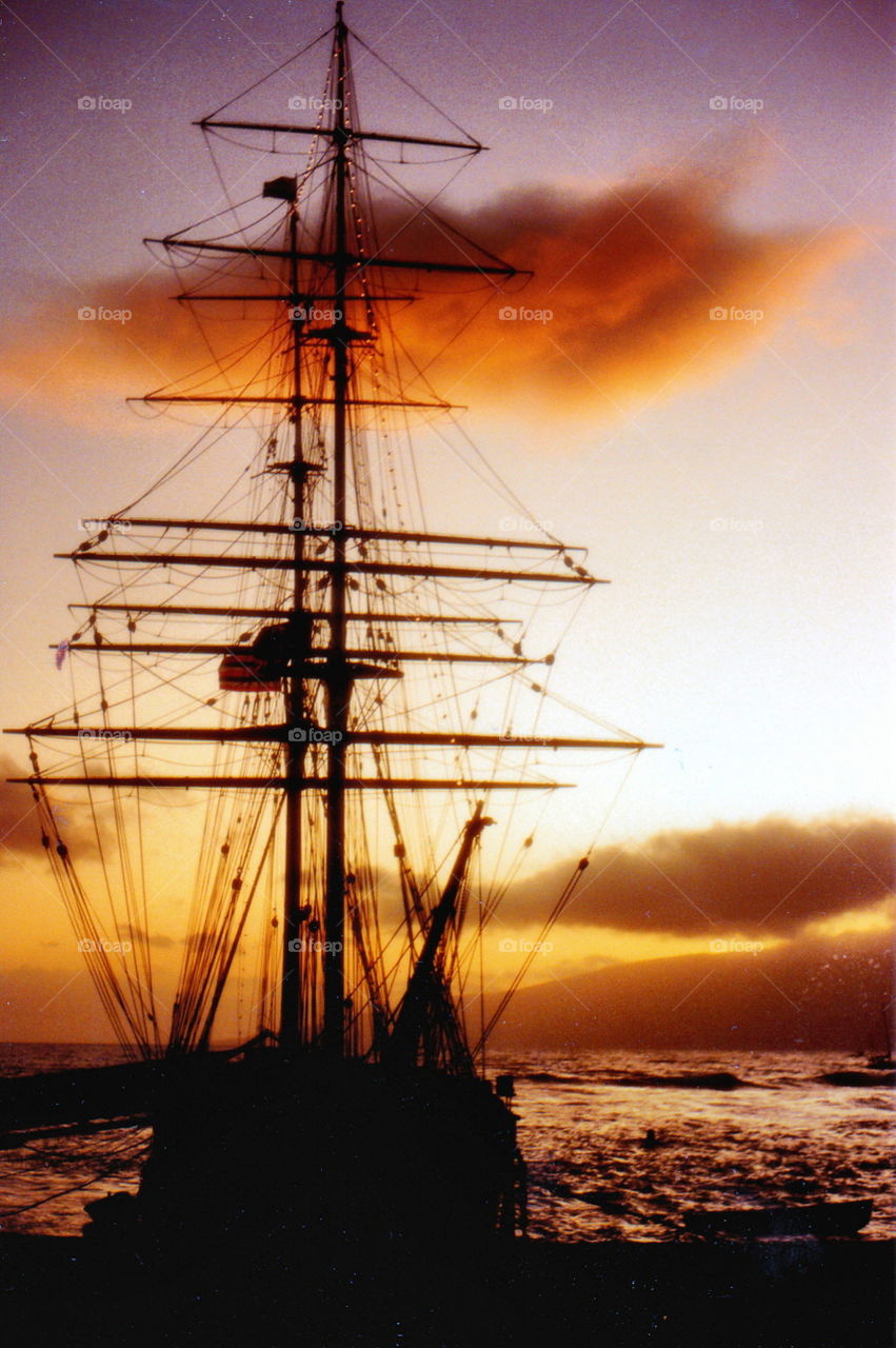 Ship at sunset