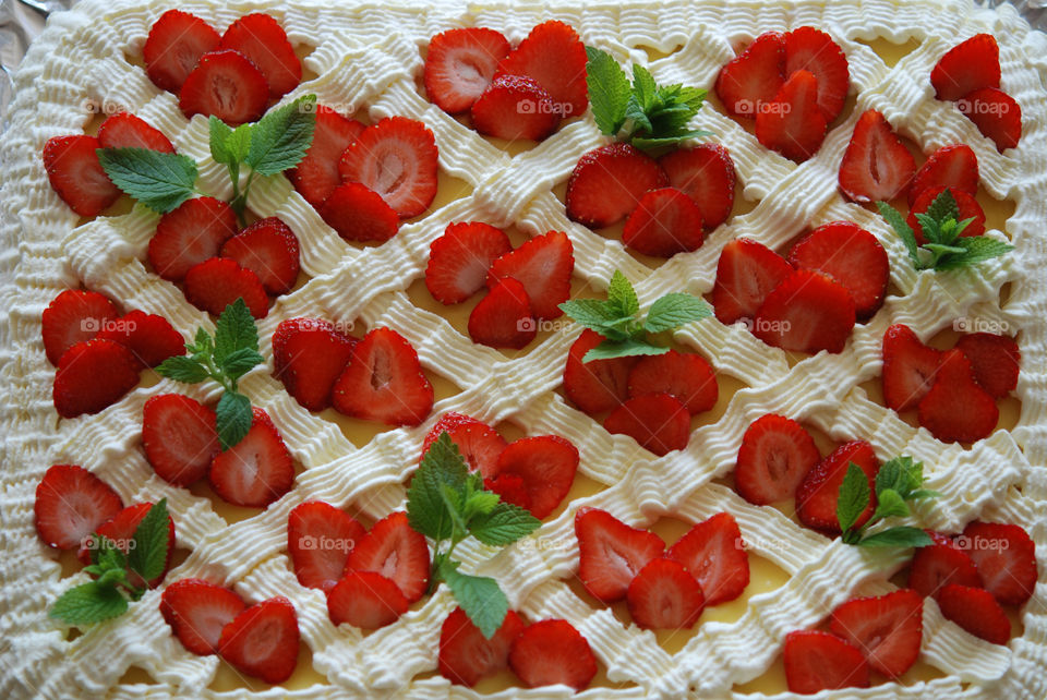 Strawberry cake. Homemade strawberry cake