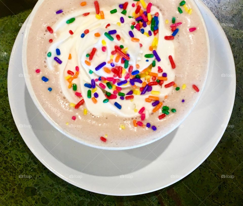 Hot chocolate cappuccino with sprinkles