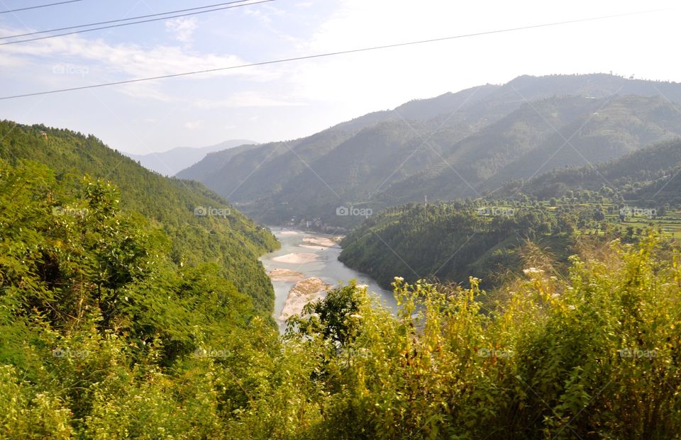 View of stream at hill