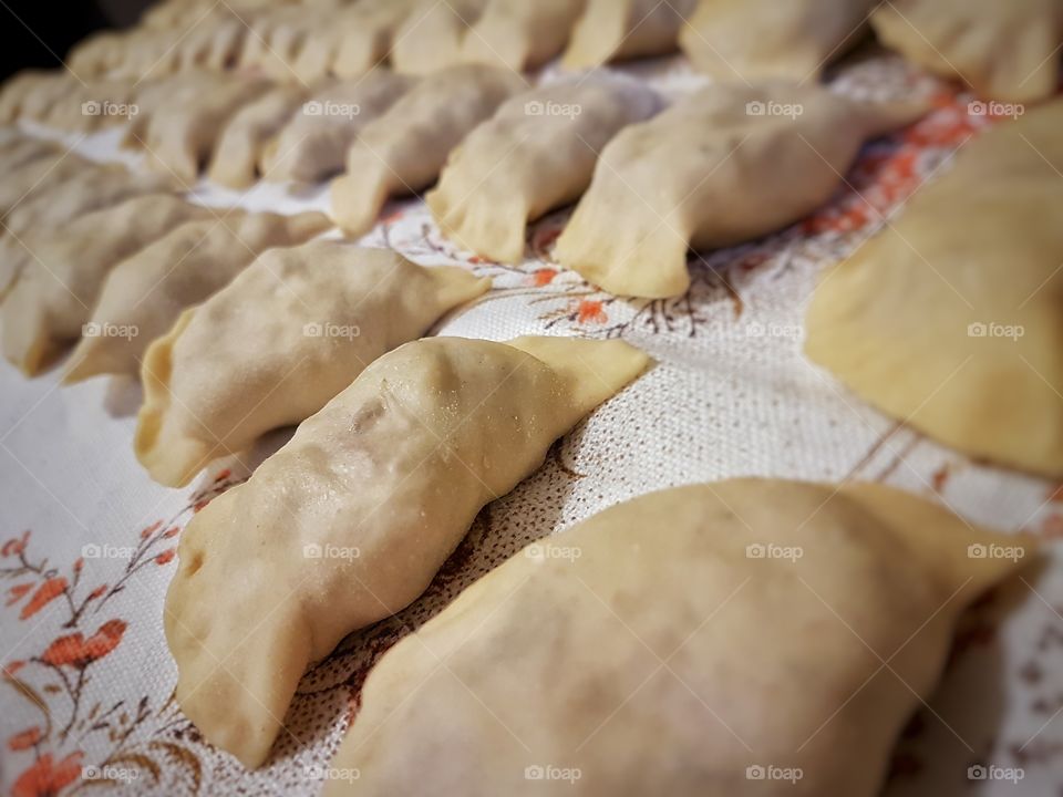 Close-up of polish pierogi