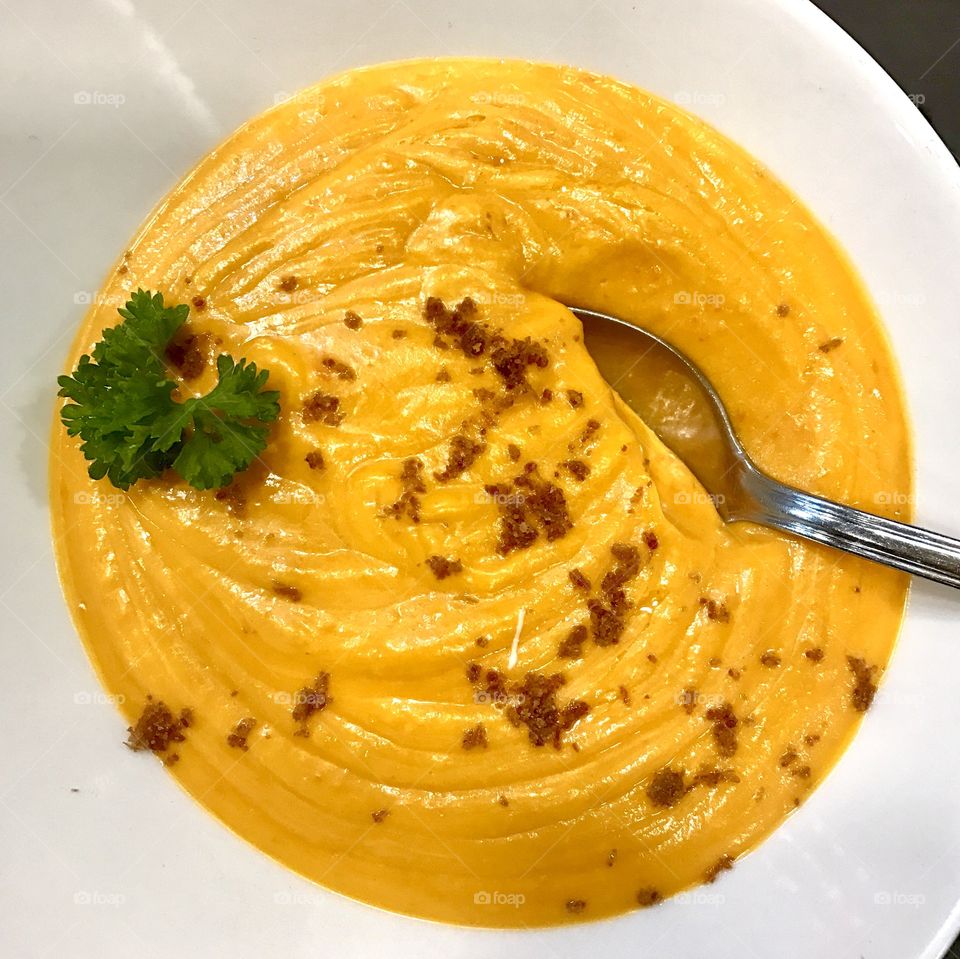 Yellow gazpacho - a tradition cold Spanish soup