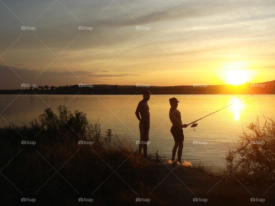 Sunset of fisherman