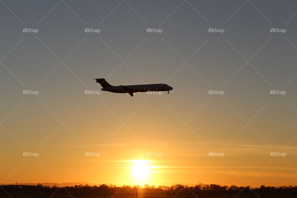 Sunset airplane
