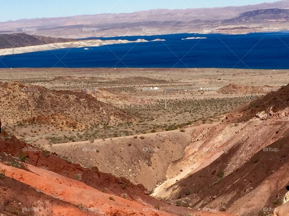 Lake Mead, Nevada through rocky terrain