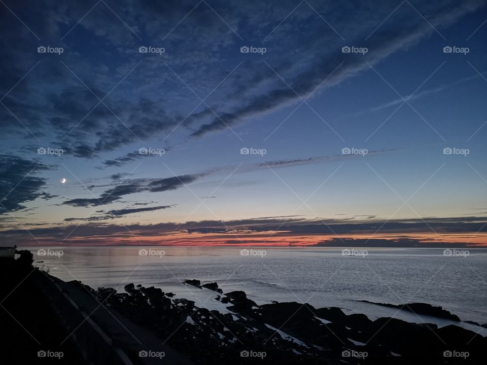 A beautiful twilight on a coast of Haute-Gaspésie. Québec. Canada.