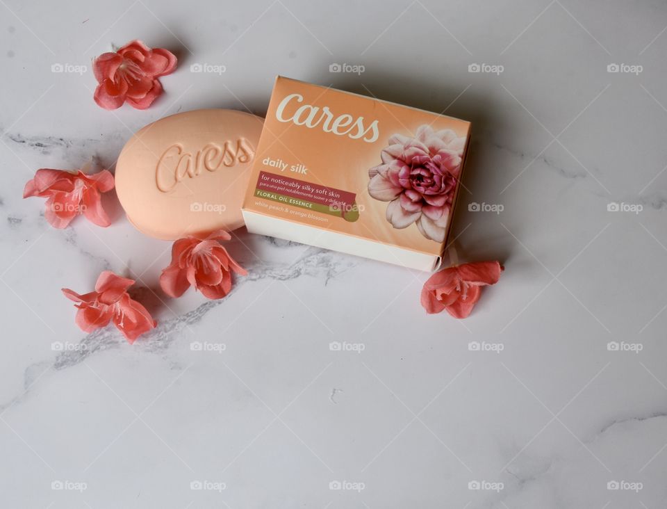 Caress soap flat lay 