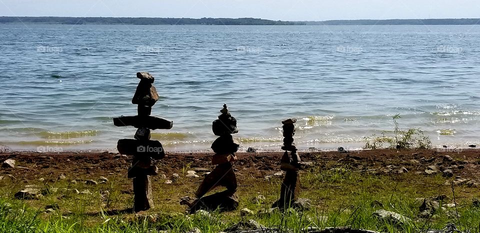 Rock Statues at the Lake