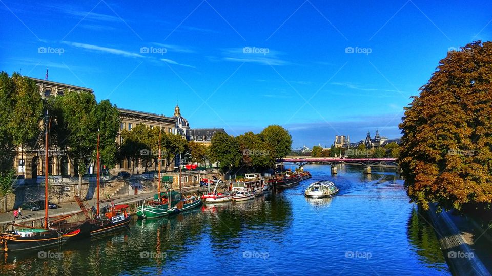Paris city view boats