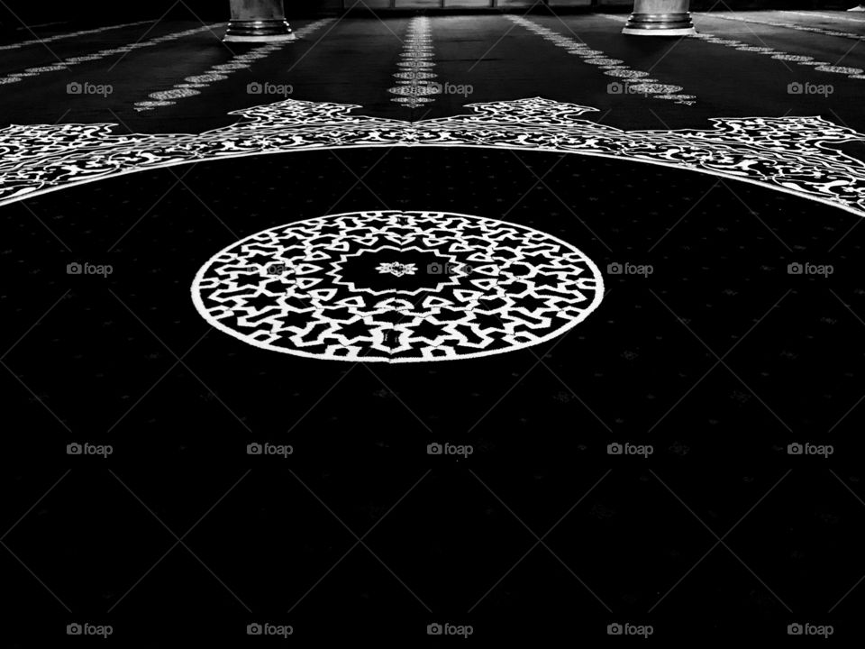 black and white mosque carpet