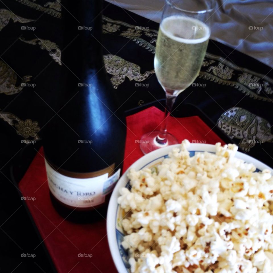 Champagne and popcorn