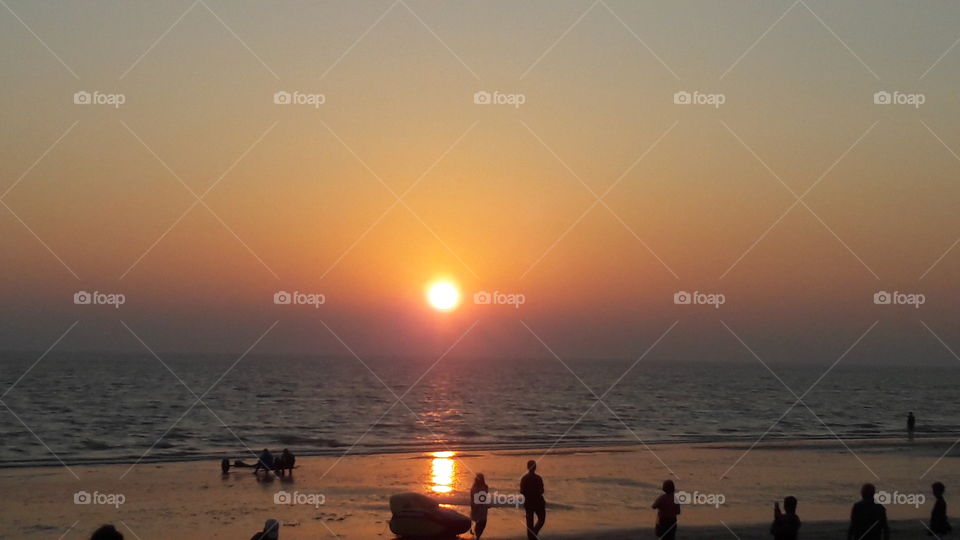 Sunset, Water, Dawn, Evening, Beach