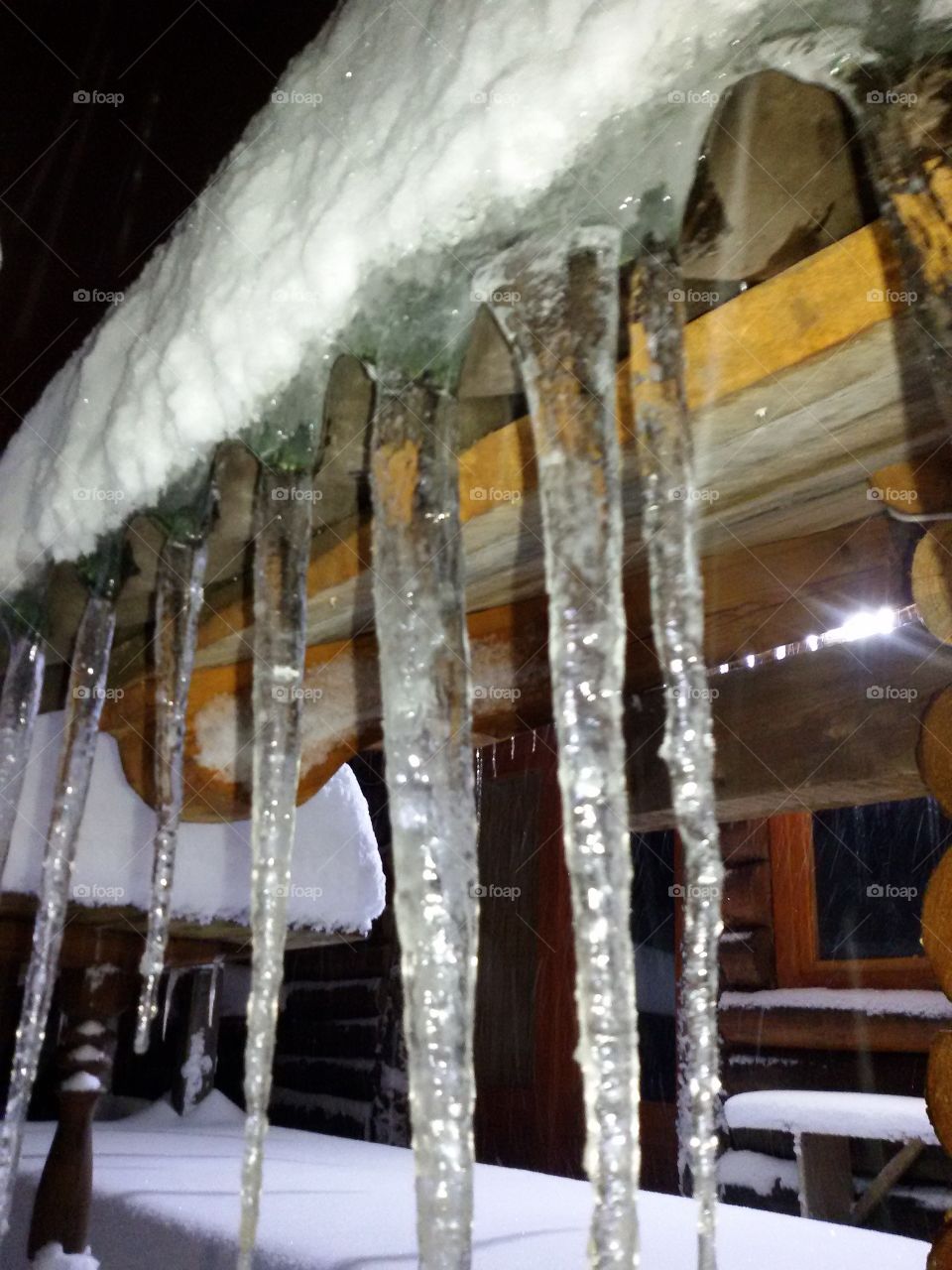 icicle on house winter time. icicle on house winter time