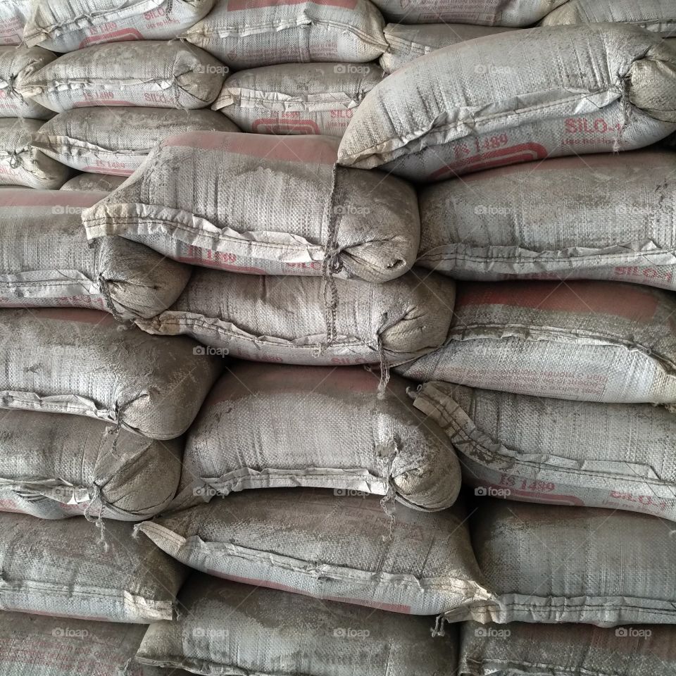 cement bags in storage