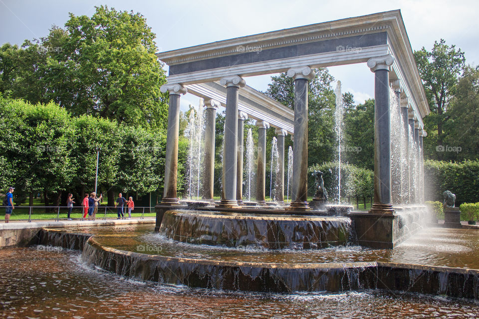 fountains among the columns