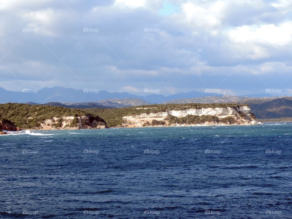 White limestone cliffs near Bonifacio,Corsica,France