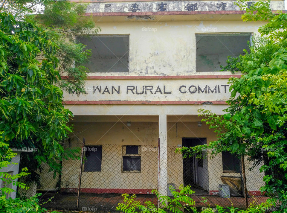 A building of the Rural Committee in abandoned Ma Wan fishermen village, Hong Kong