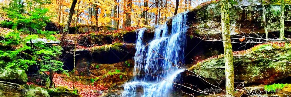 Beautiful waterfall in the forest. 