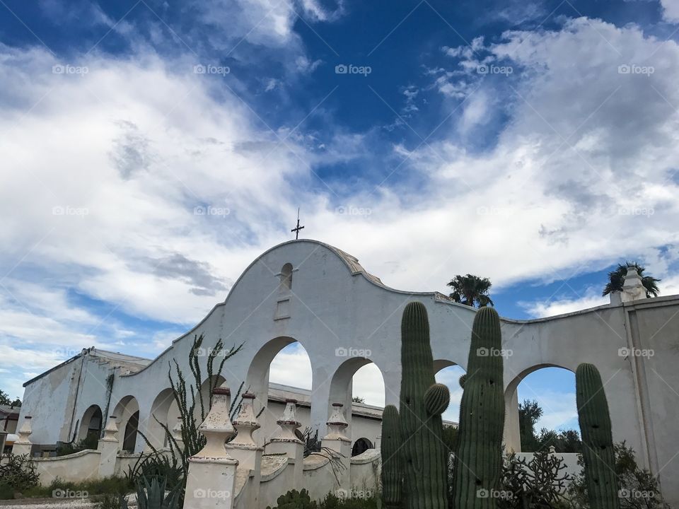 Buildings/Landmarks - Historic Mission San Xavier Del Bac South of Tucson, Arizona.