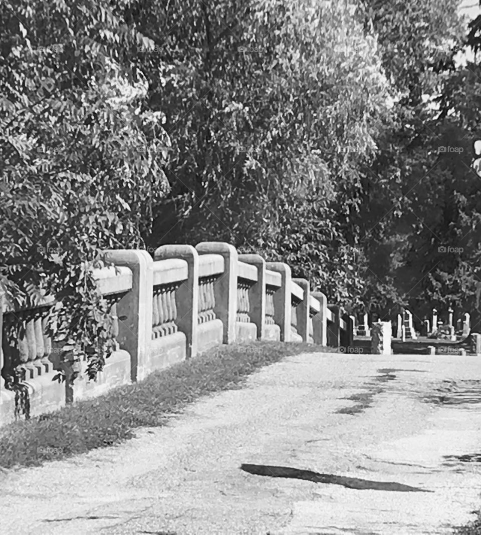 Bridge to gravestones 