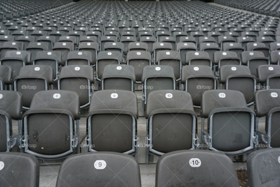 Grey football stadium seats ... Monochrome mission entry