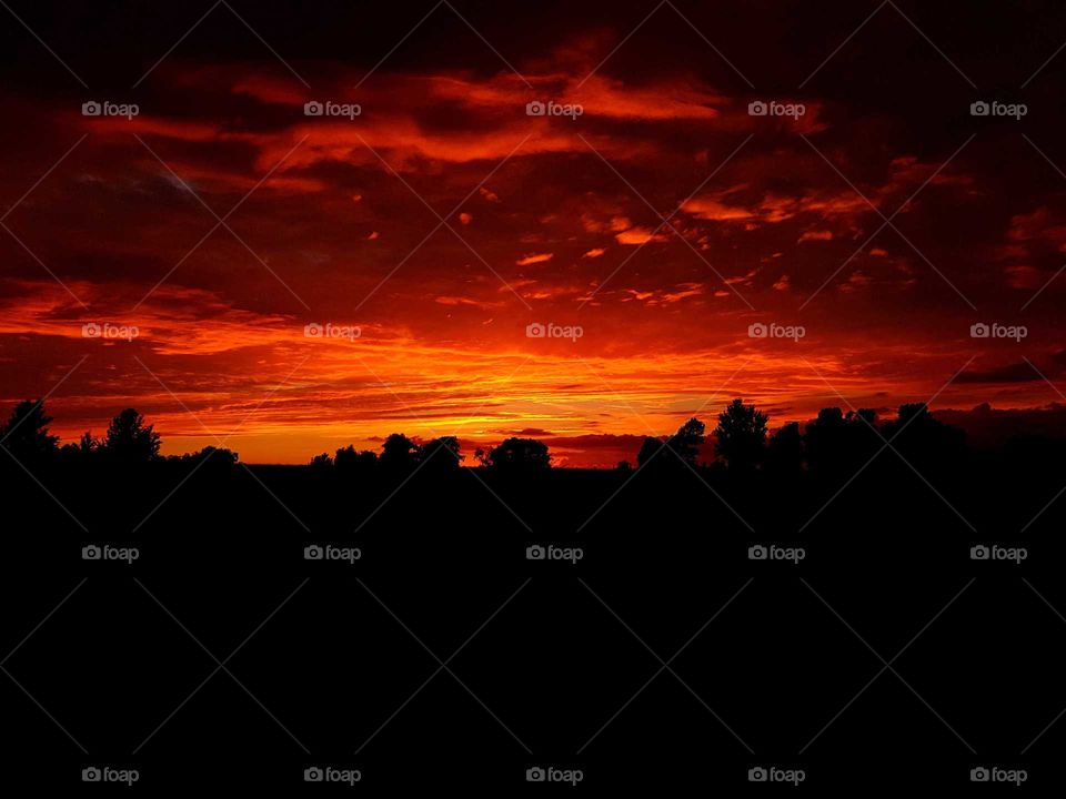 A dark red sunset