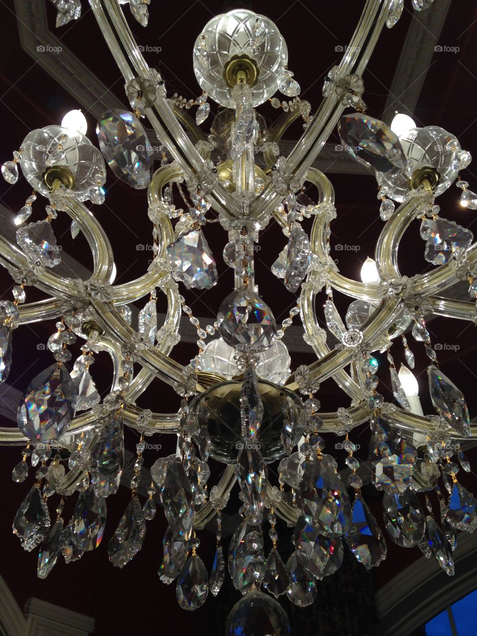 Lights of glass. Glass chandelier 