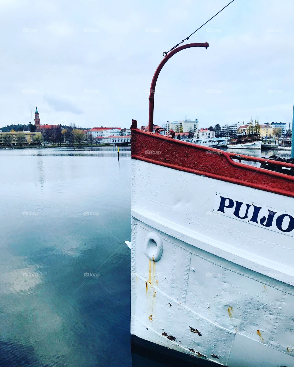 an old ship, restored and turned into a floating restaurant.