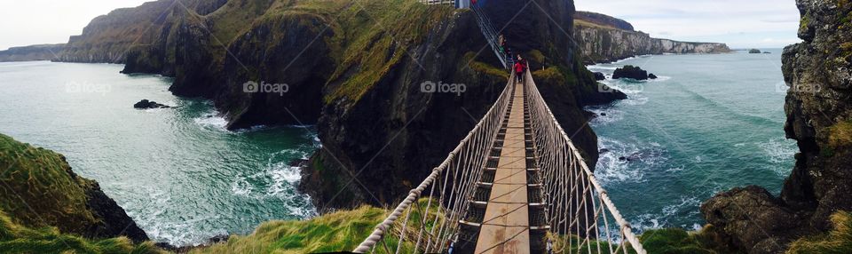 Carrick-a-Rede Rope Bridge, Ireland - don't look down