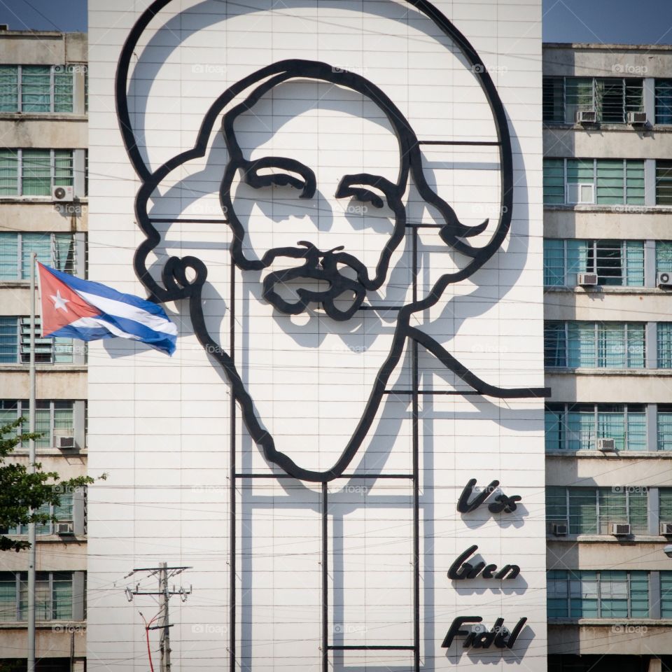 Havana,  Cuba.  Tribute to Fidel Castro.  Revolution Square.
