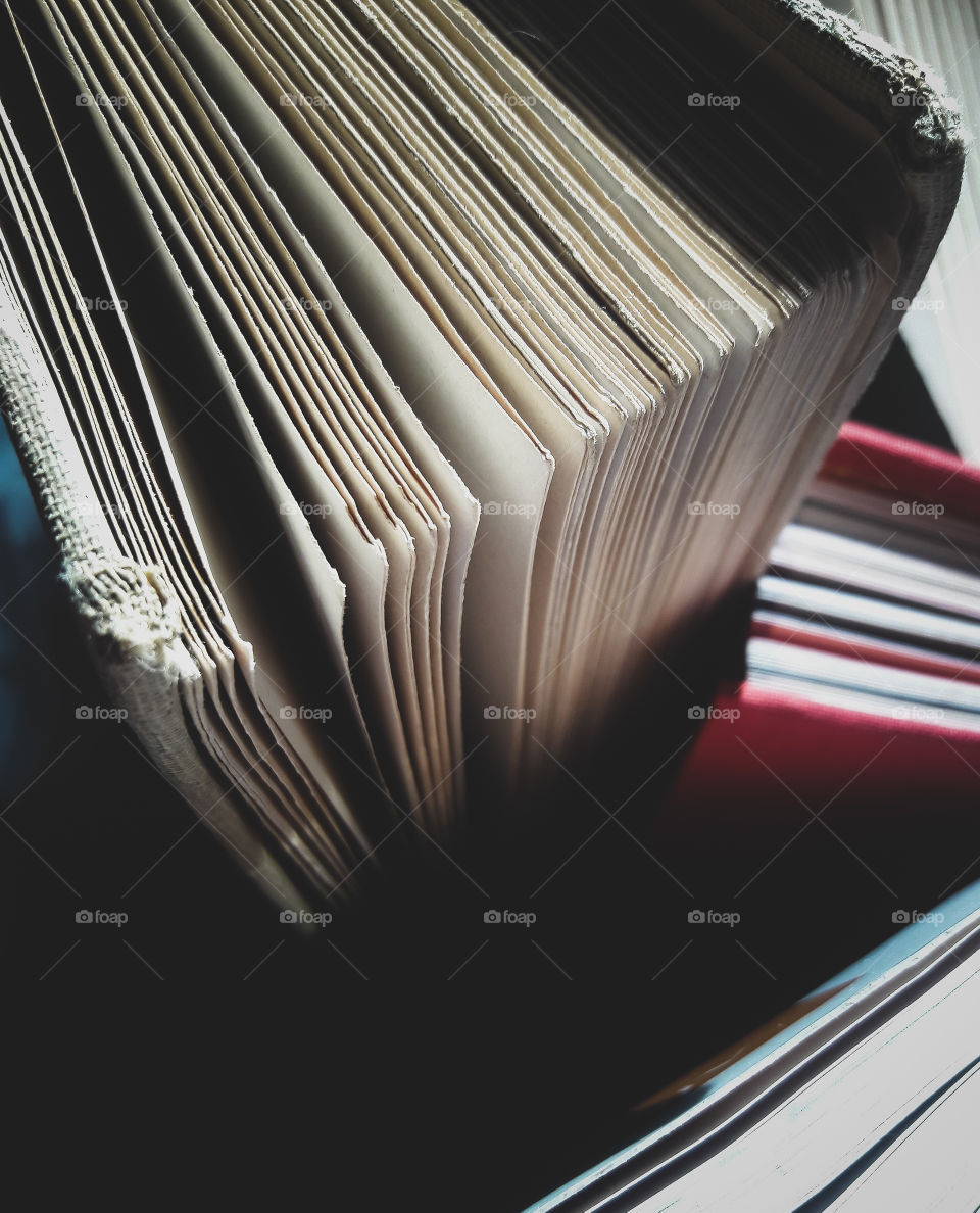 Close up view of pages of a book.