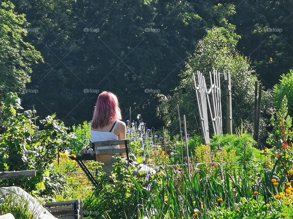 Woman in the allotment garden