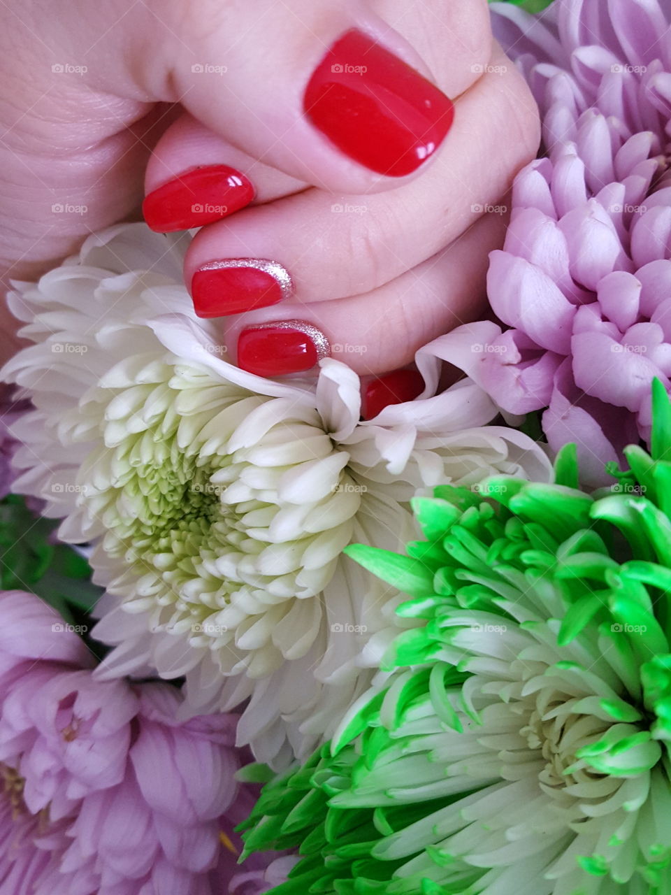 Manicure, silk, nails, hands