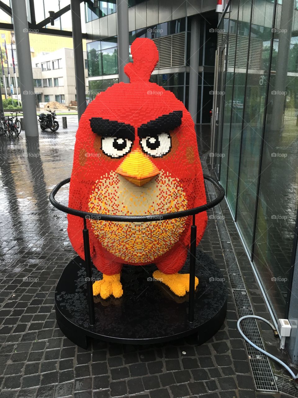 Angry bird made out of Legos 