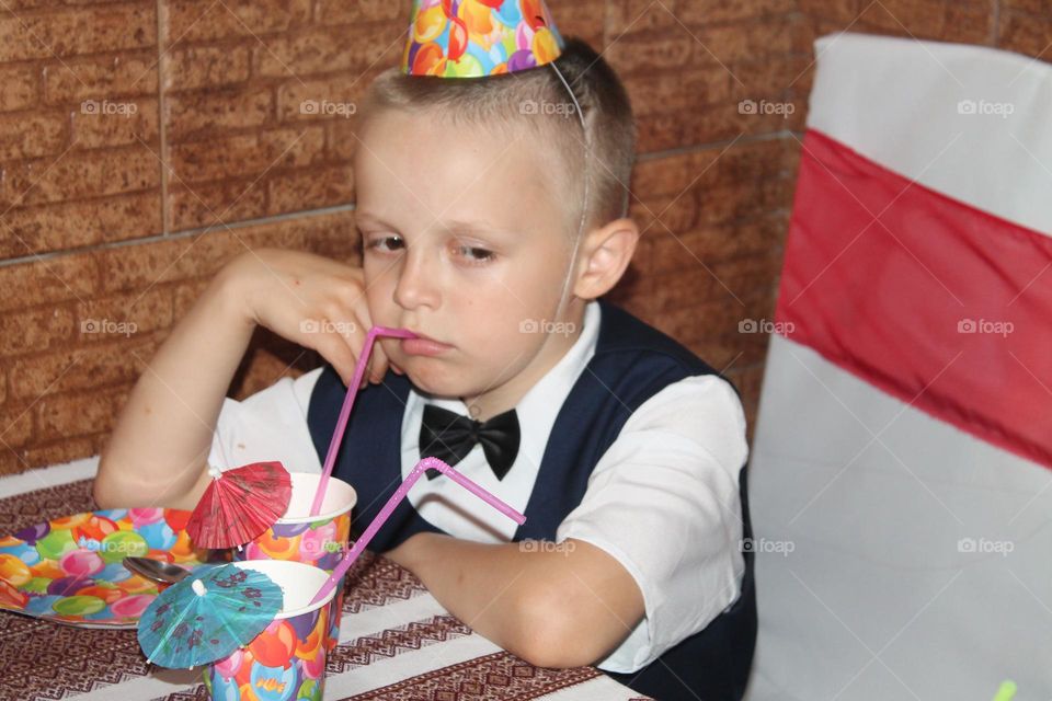 Upset boy on his birthday