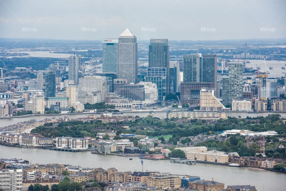 Skyline of London. View from the shard in London.