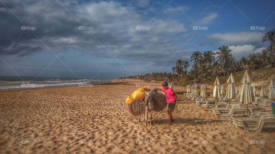 worker on The beach