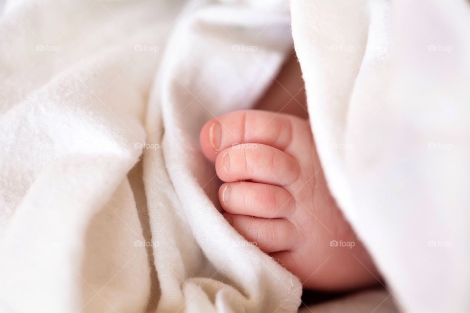 Close-up of baby bare foot