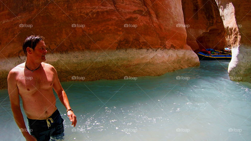 Swimming in Havasu Canyon where it meets the Colorado River in the bottom of the Grand Canyon