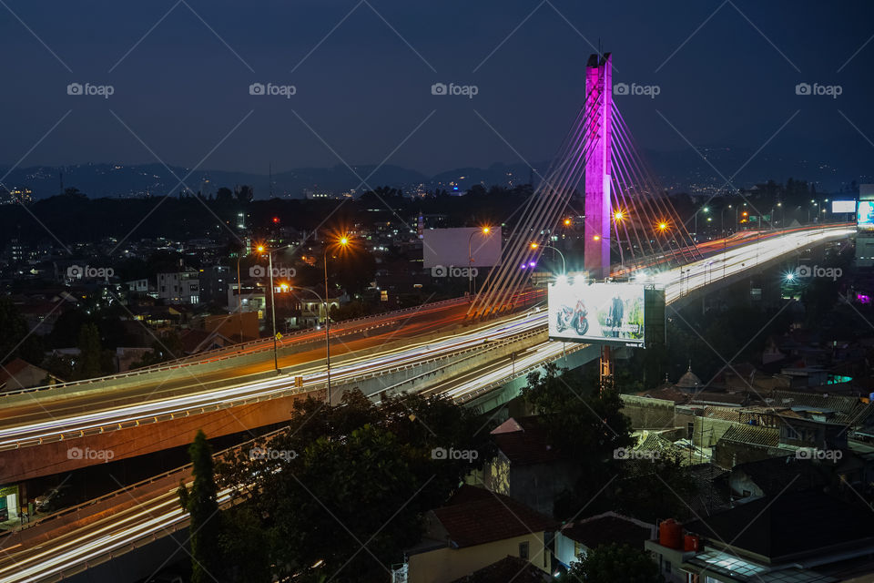 night view of jembatan pasupati, bandung, west java, indonesia