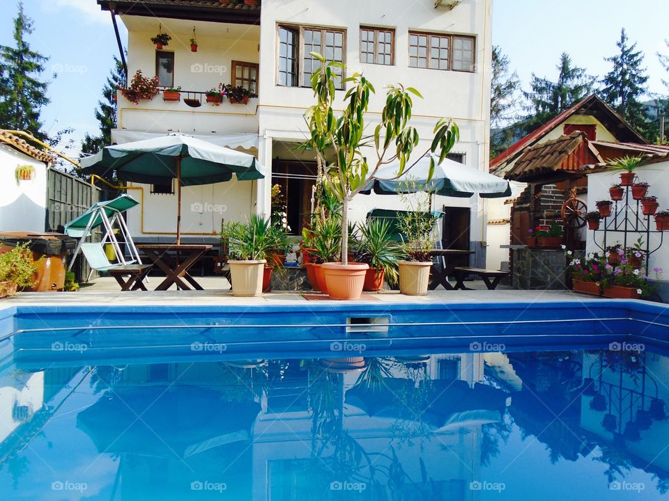 Private pool with garden and swing