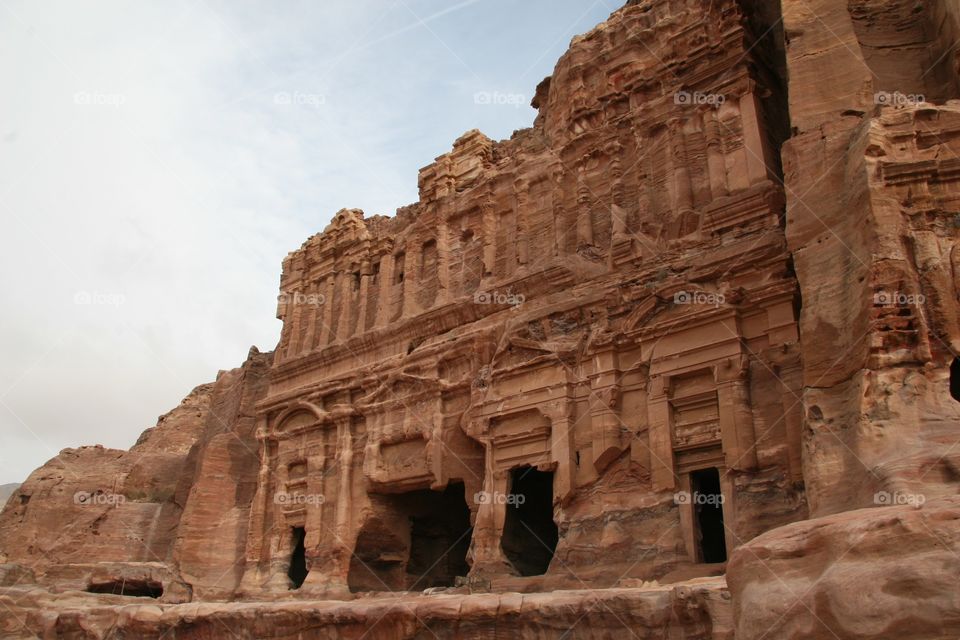 Petra, Jordan - deep into the site, temple complex above the canyon 