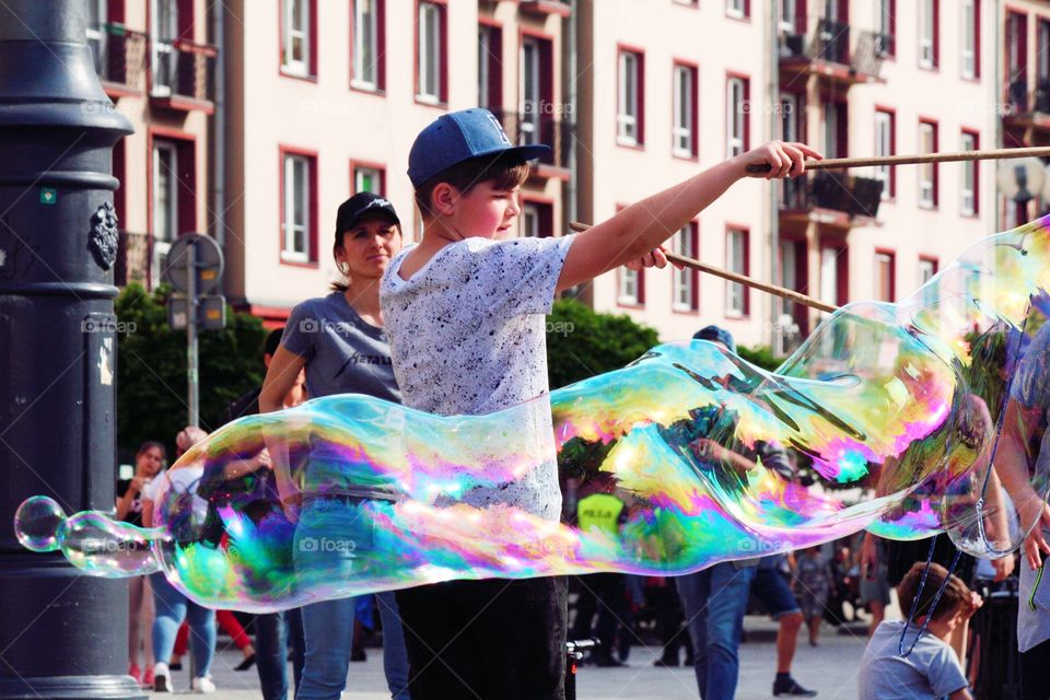With the help of the soap bubbles anyone can become a wizard! 

Wrocław, Poland
