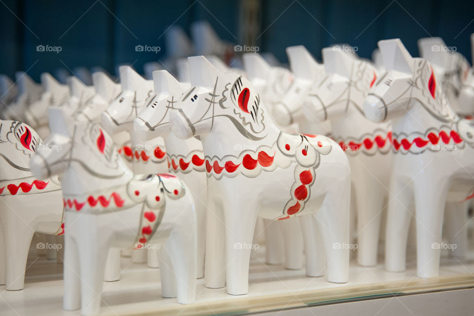 Dala Horse. Dalecarian Horse. Must have handmade and painted wooden souvenir, toy from Sweden.